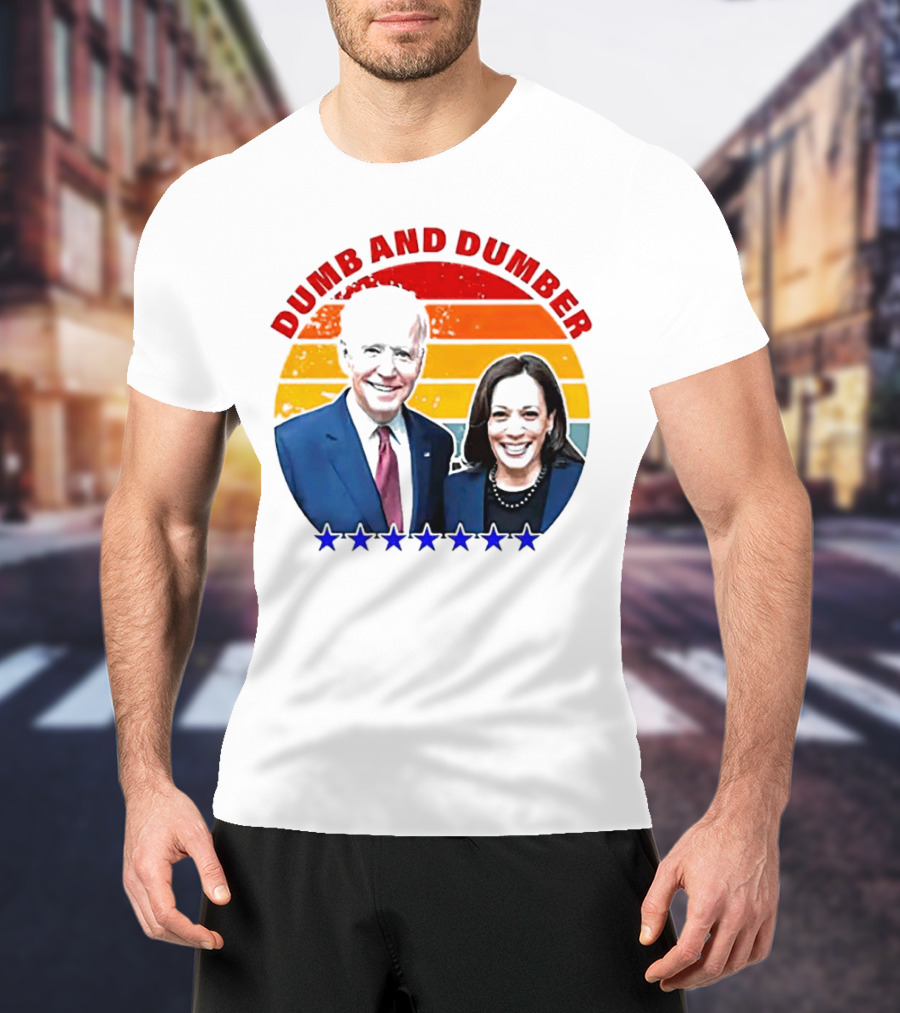 Dumb And Dumber Joe Biden Kamala Harris Retro Stars T-Shirt