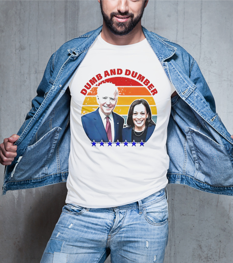 Dumb And Dumber Joe Biden Kamala Harris Retro Stars T-Shirt