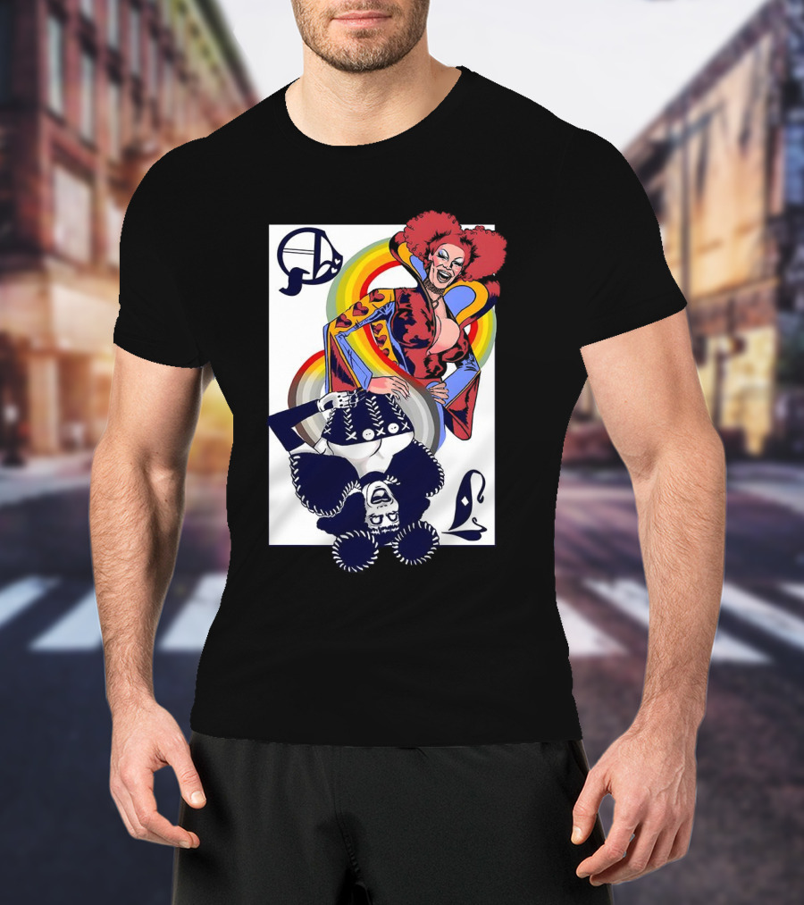 Jimbo Queen Of Hearts Playing Card Rainbow Drag T-Shirt