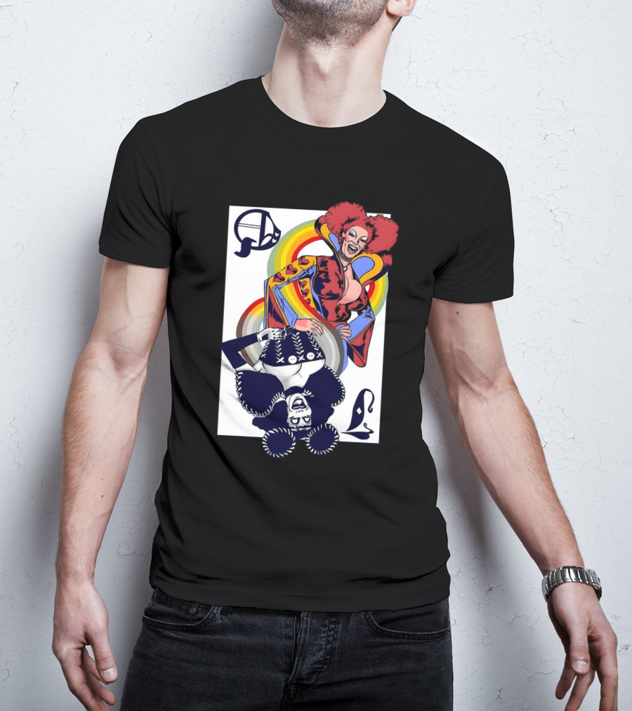 Jimbo Queen Of Hearts Playing Card Rainbow Drag T-Shirt