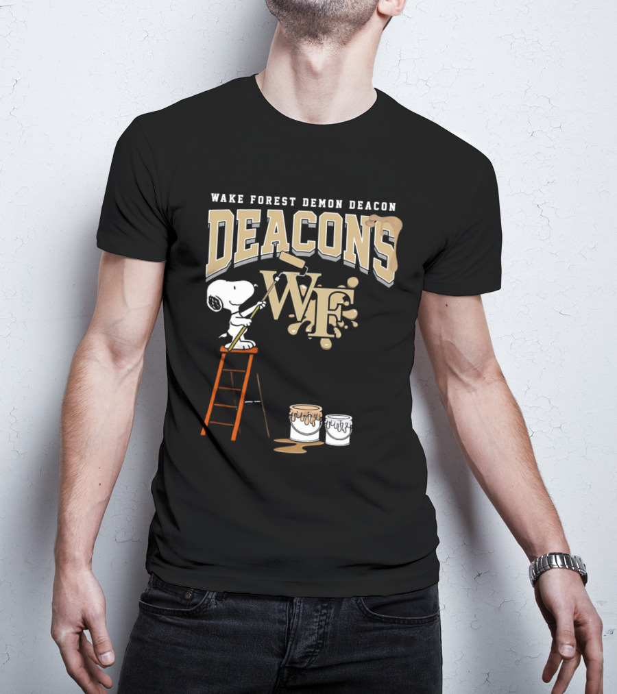 Wake Forest Demon Deacons Snoopy Painting Team Spirit T-Shirt