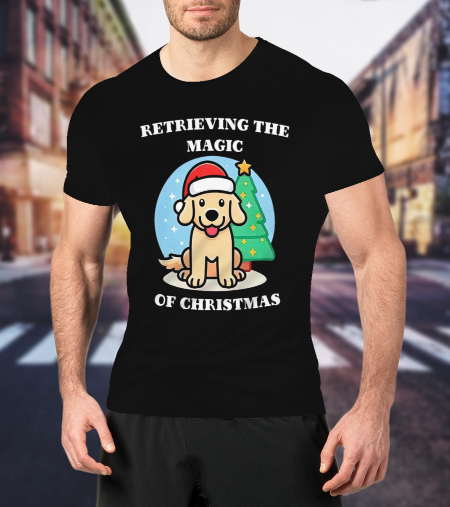 Retrieving The Magic Of Christmas With Santa Dog And Christmas Tree T-Shirt