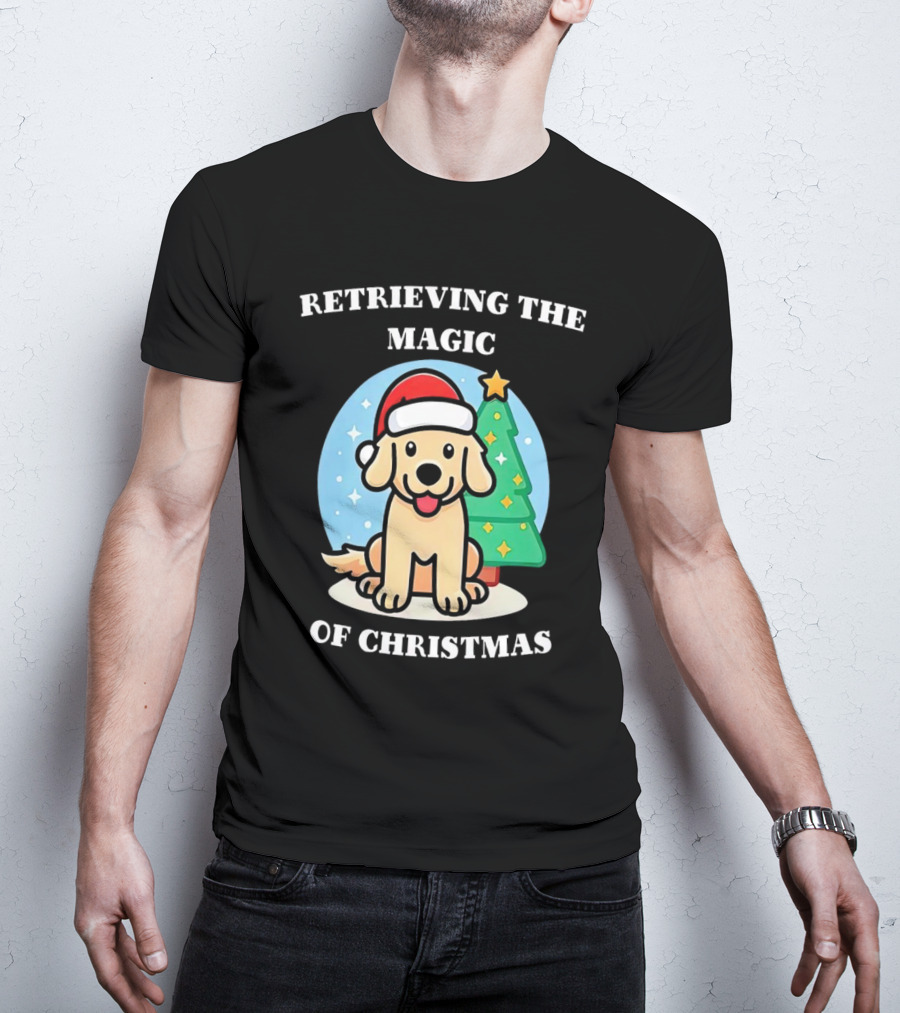 Retrieving The Magic Of Christmas With Santa Dog And Christmas Tree T-Shirt
