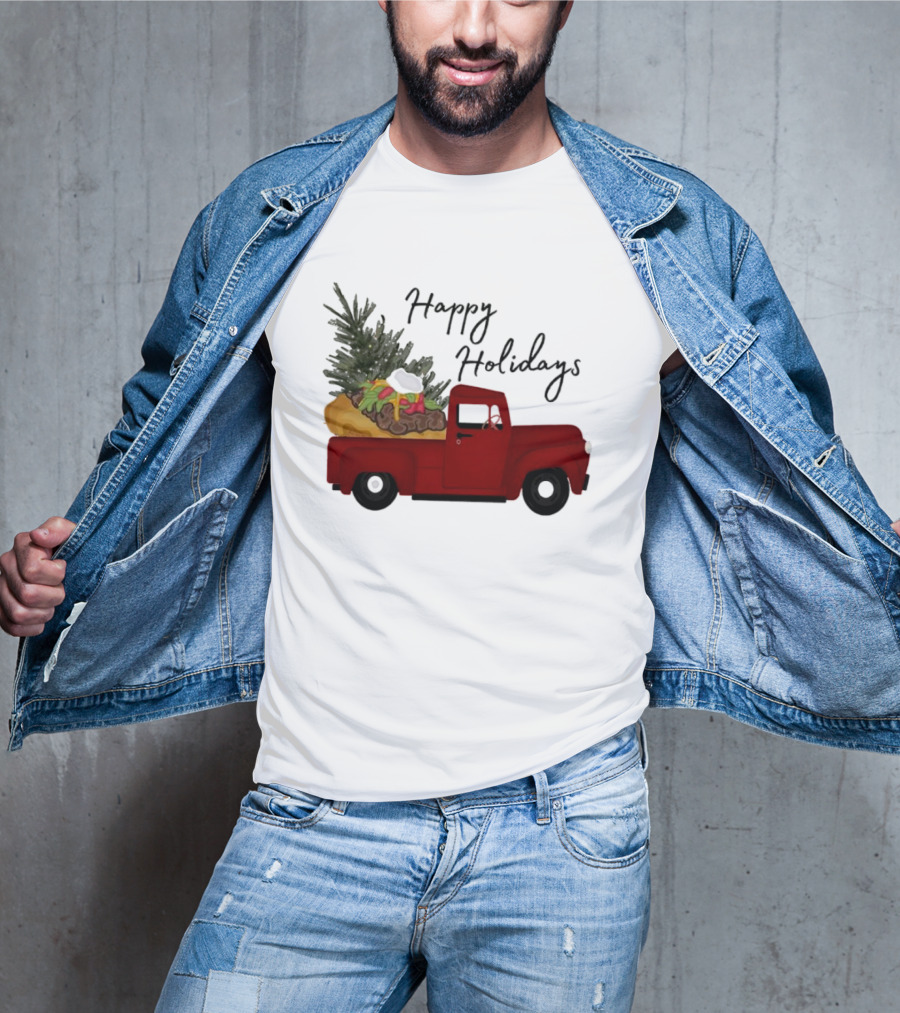 Happy Holidays Red Truck With Taco And Tree T-Shirt