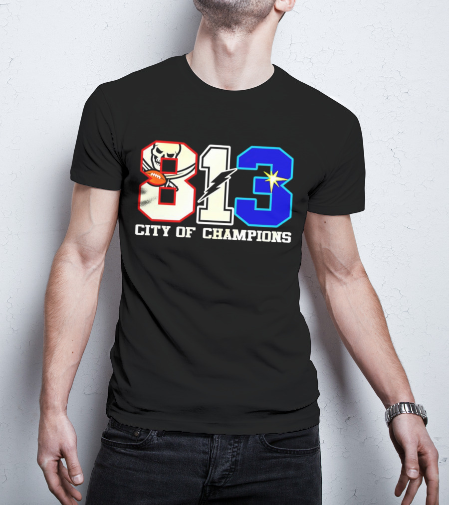 Tampa Bay 813 City Of Champions Buccaneers Lightning Rays T-Shirt