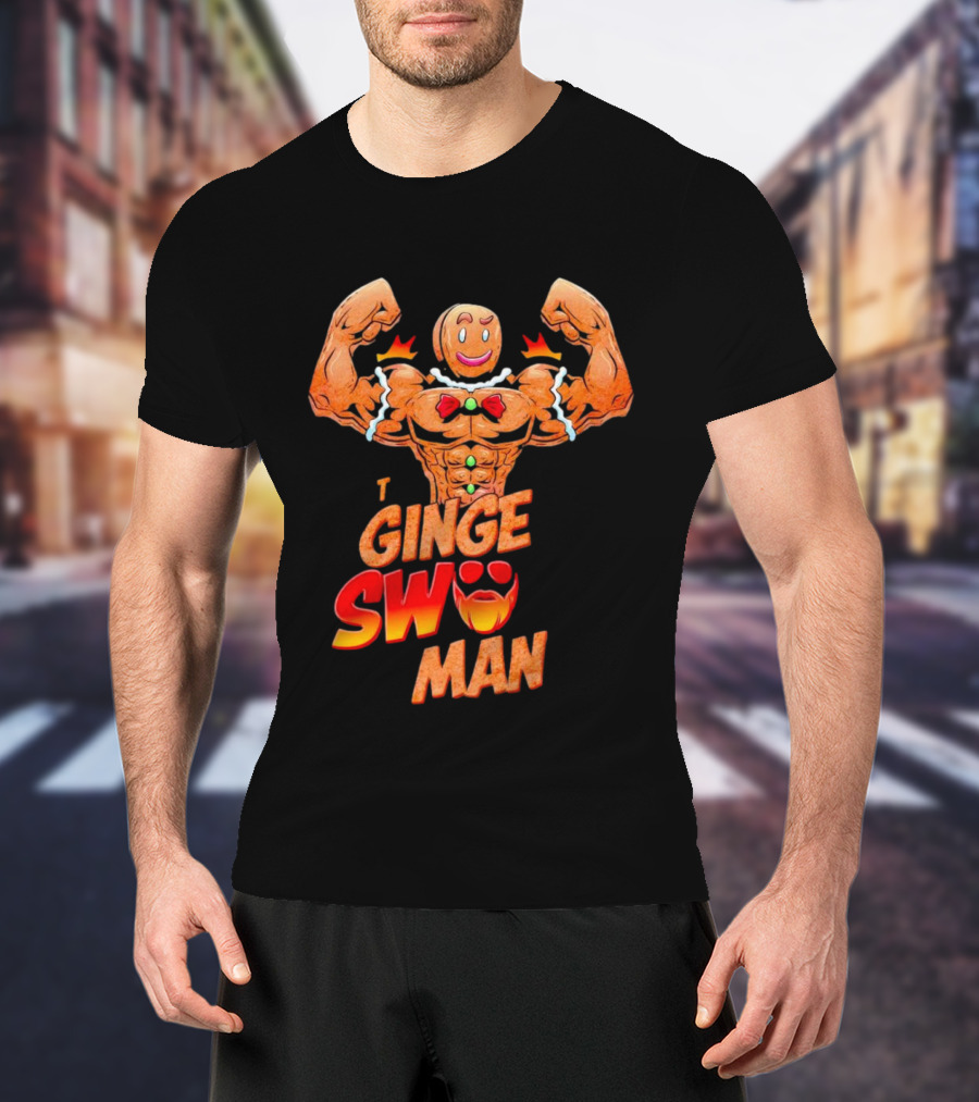 Ginger Swole Man Christmas Bodybuilding Gingerbread T-Shirt