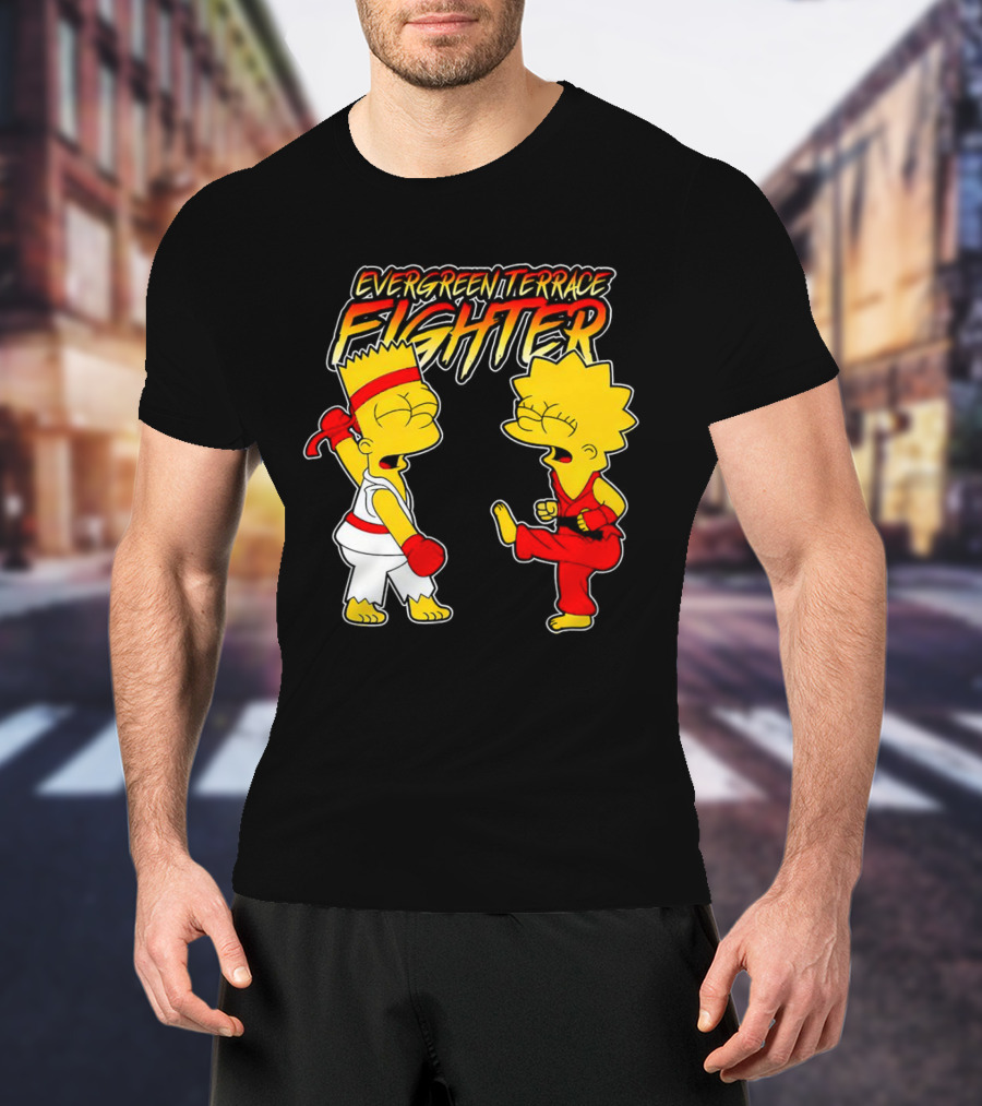 Evergreen Terrace Fighter The Simpsons Street Fighter Crossover T-Shirt