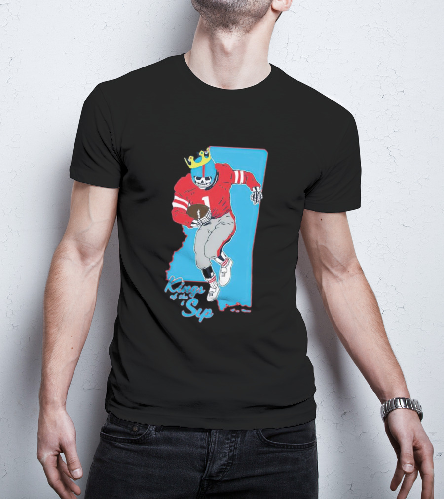 Kings Of The Sip Ole Miss Skeleton Football King T-Shirt