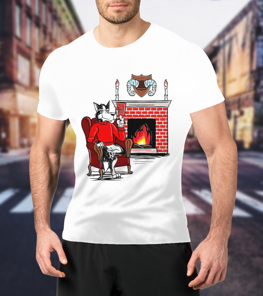 NC State Wolfpack Cozy Fireplace Christmas Scene Sweater Wolf T-Shirt