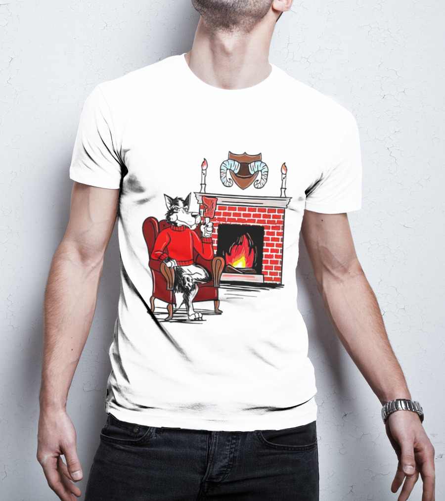 NC State Wolfpack Cozy Fireplace Christmas Scene Sweater Wolf T-Shirt