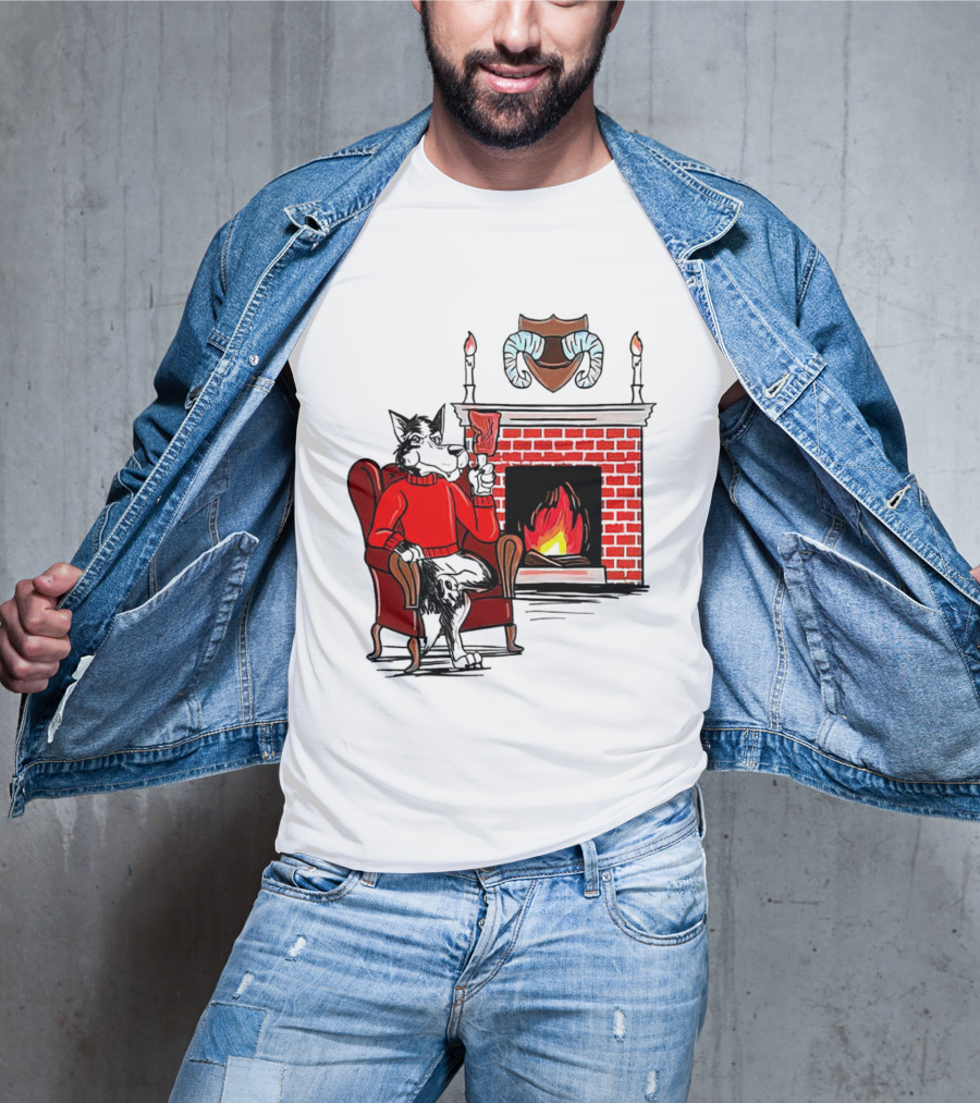 NC State Wolfpack Cozy Fireplace Christmas Scene Sweater Wolf T-Shirt