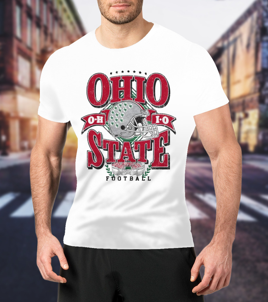 Ohio State Buckeyes Football Helmet Stadium Vintage T-Shirt