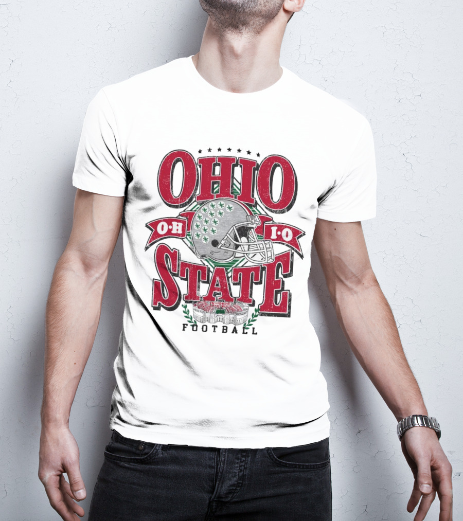 Ohio State Buckeyes Football Helmet Stadium Vintage T-Shirt