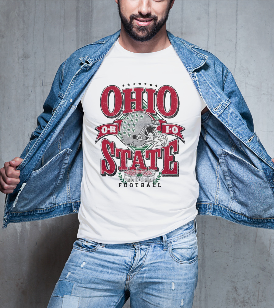 Ohio State Buckeyes Football Helmet Stadium Vintage T-Shirt
