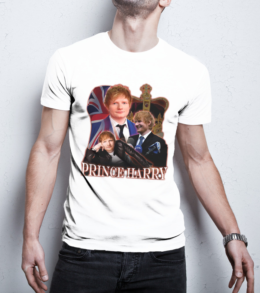 Prince Harry Ed Sheeran Union Jack Crown T-Shirt