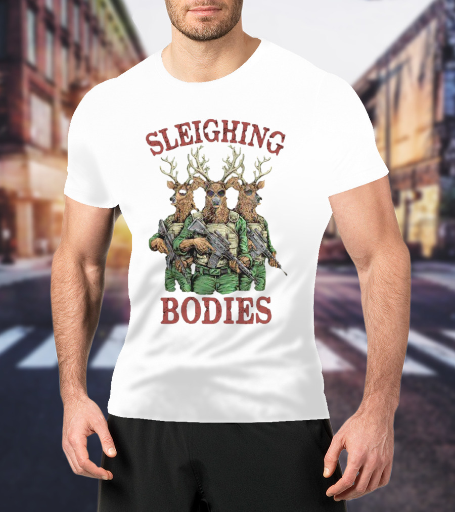 Sleighing Bodies Reindeer Soldiers T-Shirt