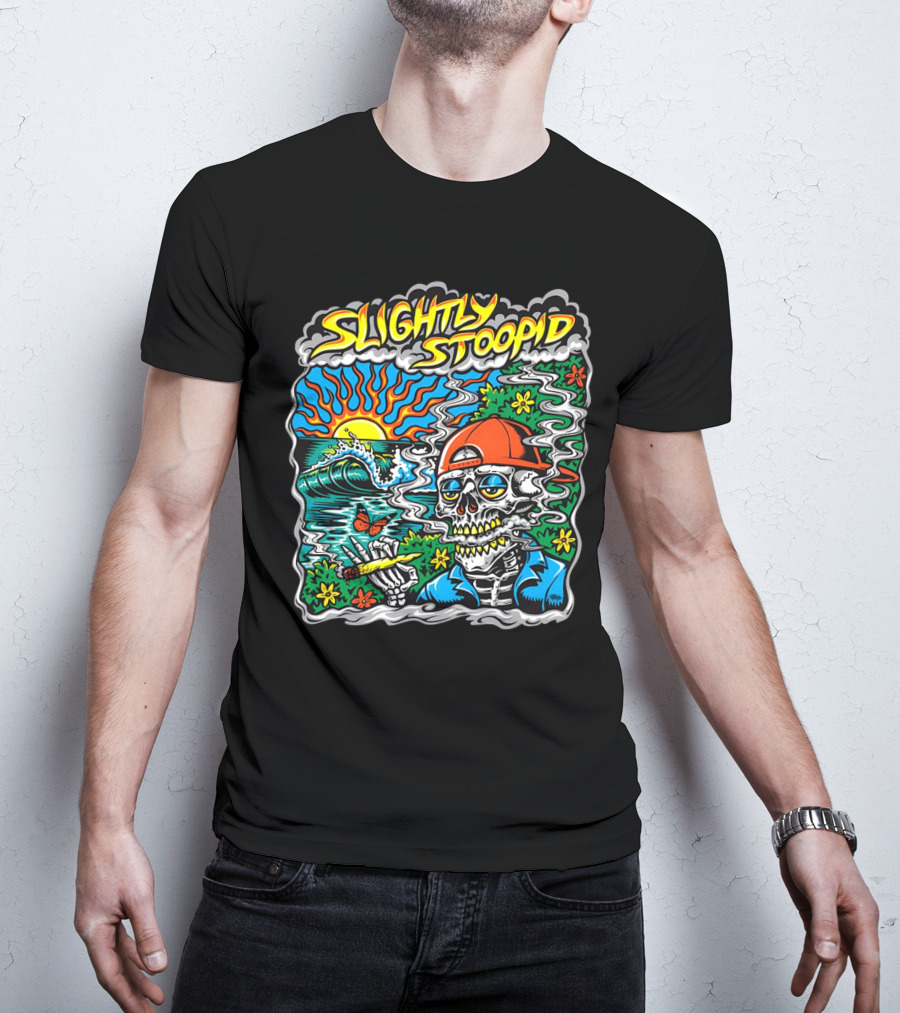 Slightly Stoopid Sun Surf Skeleton Smoke Wake And Bake T-Shirt