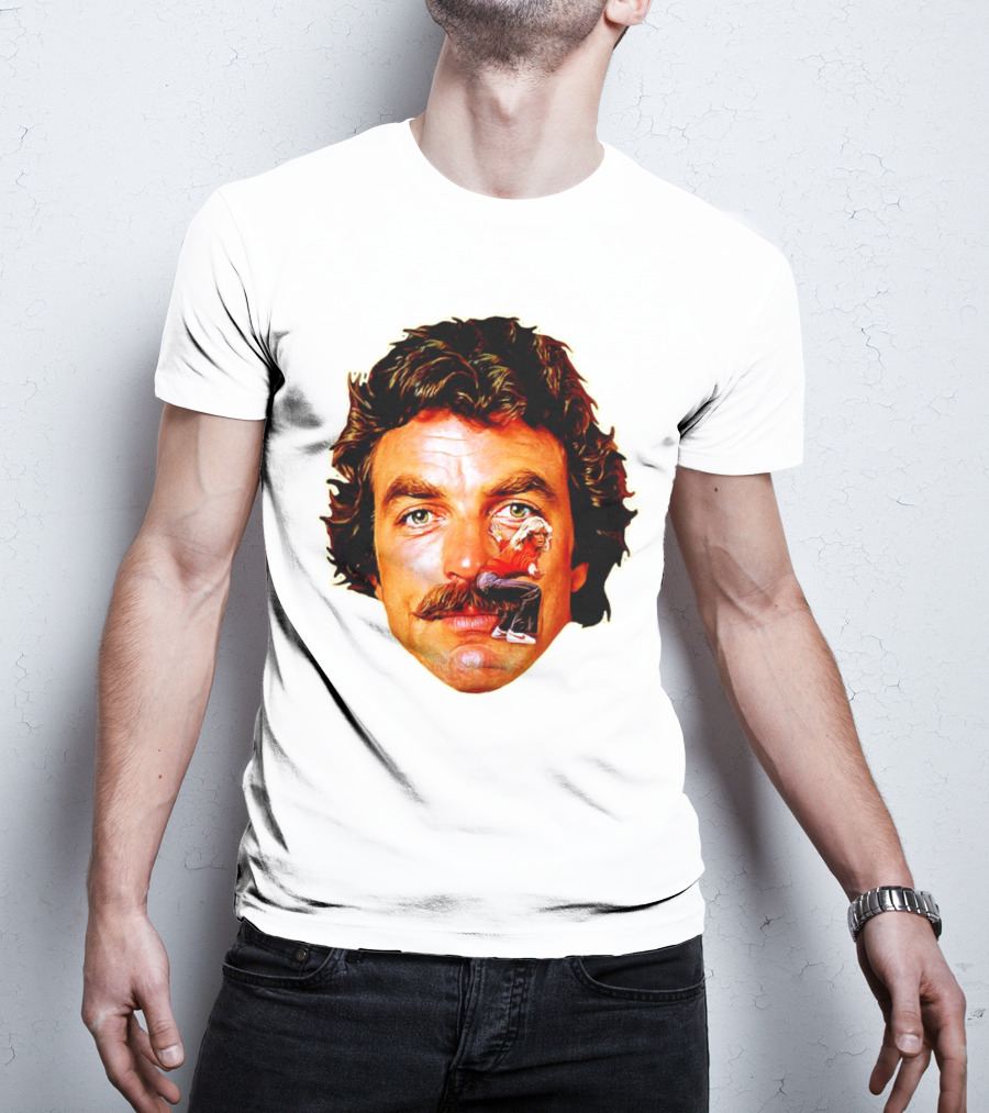 Tom Selleck Mustache Ride Head Portrait With Man T-Shirt