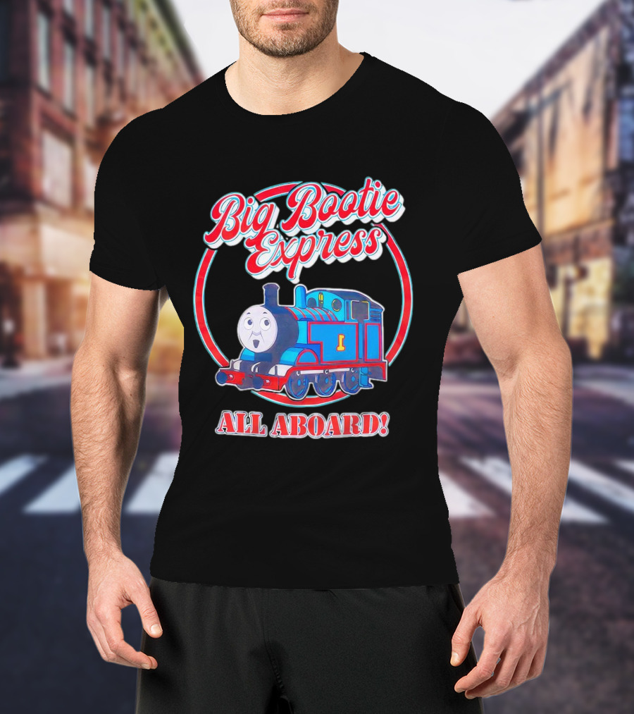 Big Bootie Express All Aboard Train Engine Character T-Shirt