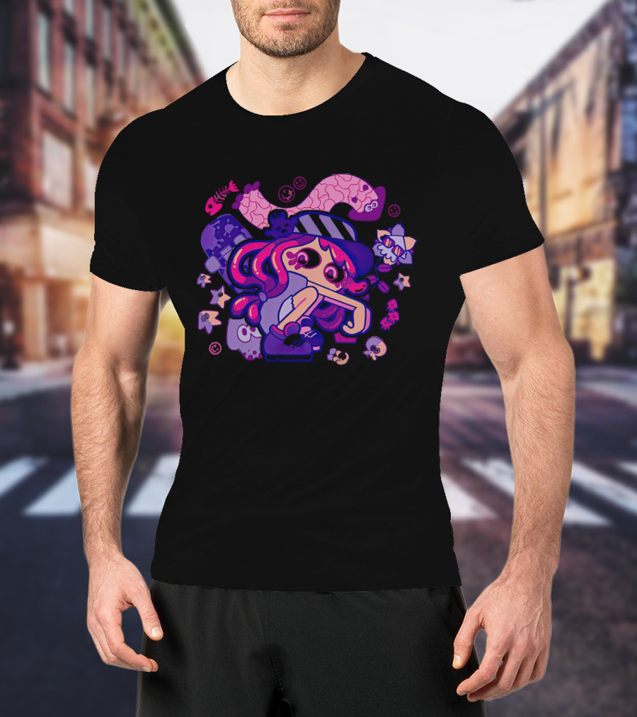 Hotlantis Harmony Splatoon Character Surrounded By Artistic Marine Elements T-Shirt