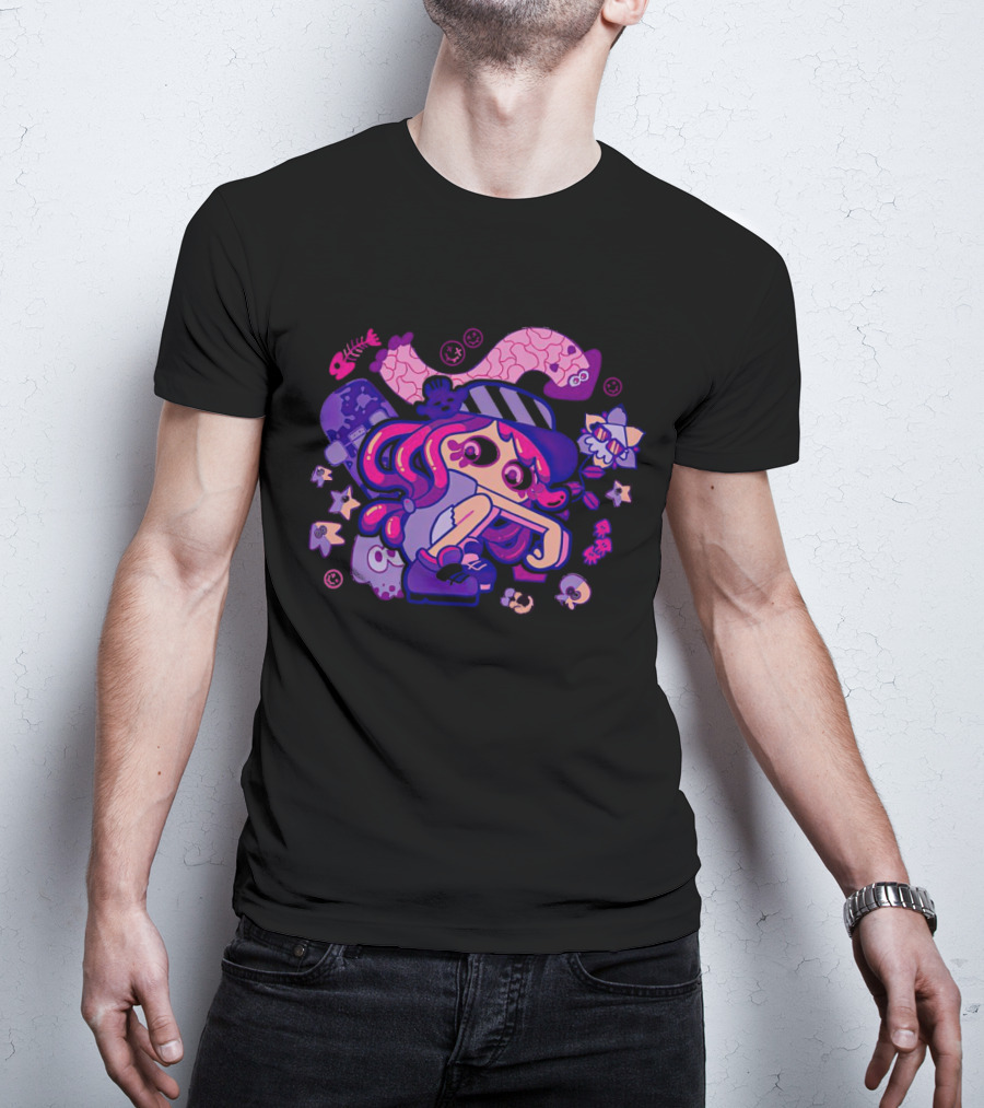 Hotlantis Harmony Splatoon Character Surrounded By Artistic Marine Elements T-Shirt
