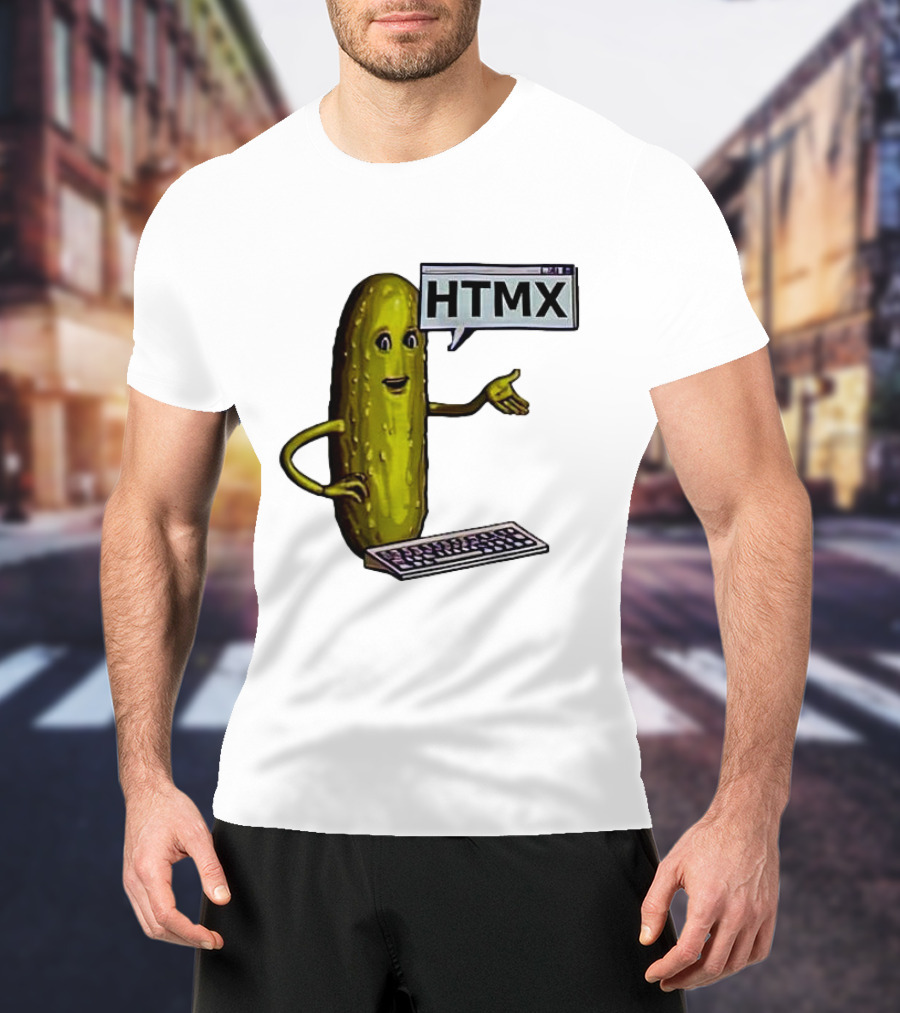 HTMX Keyboard Pickle T-Shirt