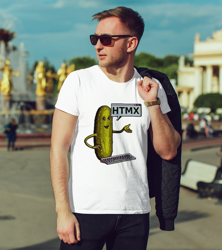 HTMX Keyboard Pickle T-Shirt