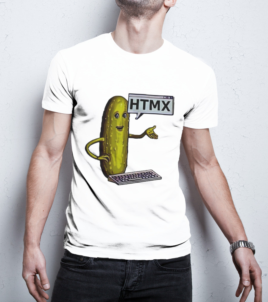 HTMX Keyboard Pickle T-Shirt