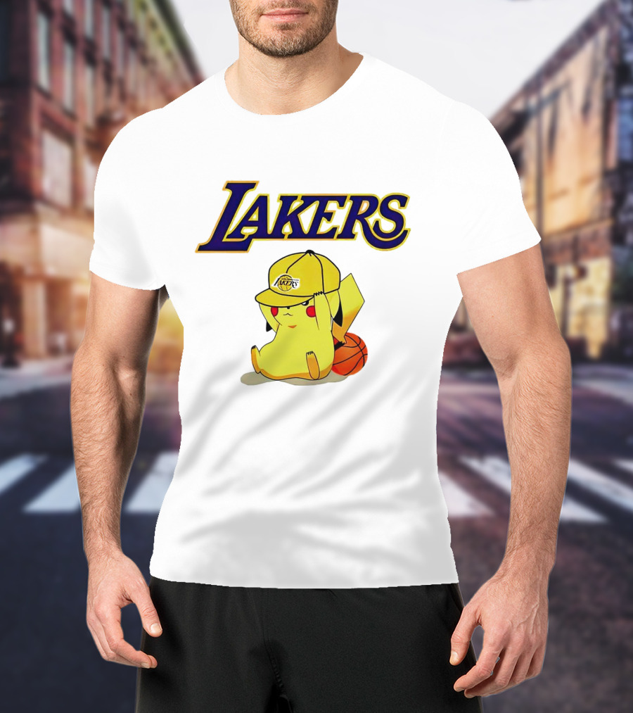 Lakers Pikachu Basketball Hat T-Shirt