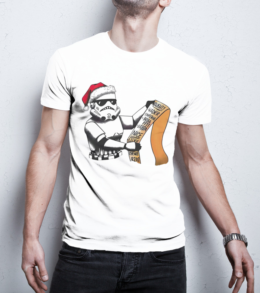 Stormtrooper Santa Naughty Nice List Vader Chewie Holiday Fun T-Shirt