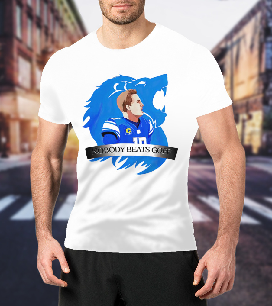 That’s Good Sports Nobody Beats Goff Blue Lion Football Player T-Shirt