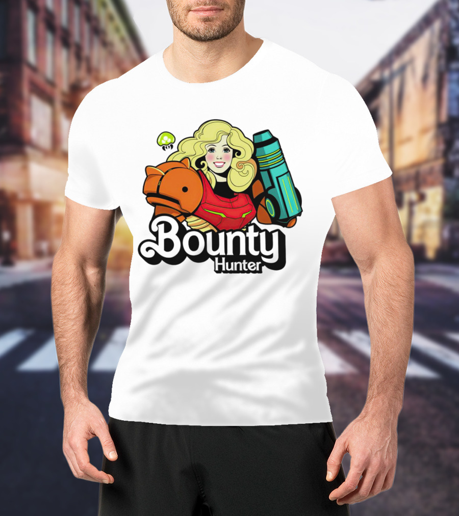 Bounty Hunter Retro Blonde Character With Sci-Fi Armor T-Shirt