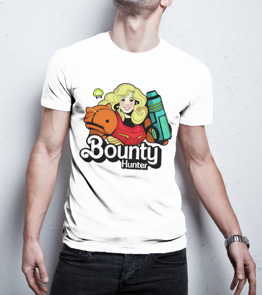 Bounty Hunter Retro Blonde Character With Sci-Fi Armor T-Shirt
