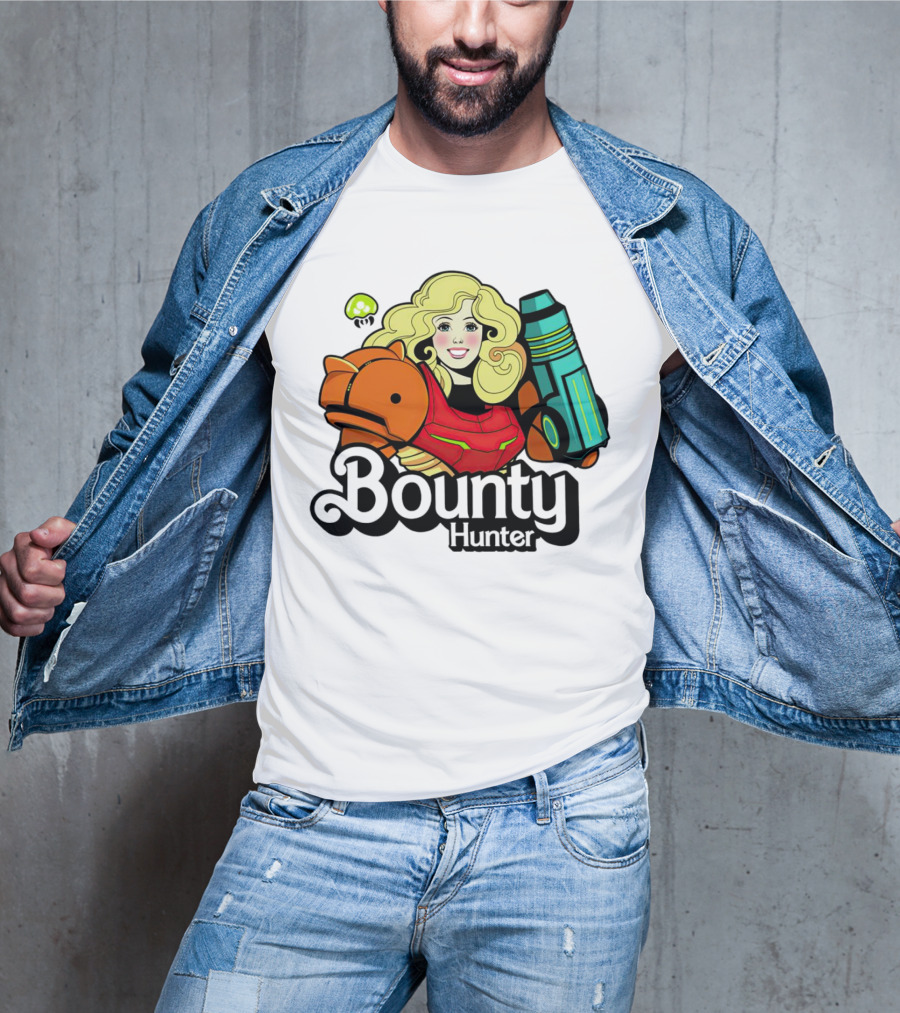 Bounty Hunter Retro Blonde Character With Sci-Fi Armor T-Shirt