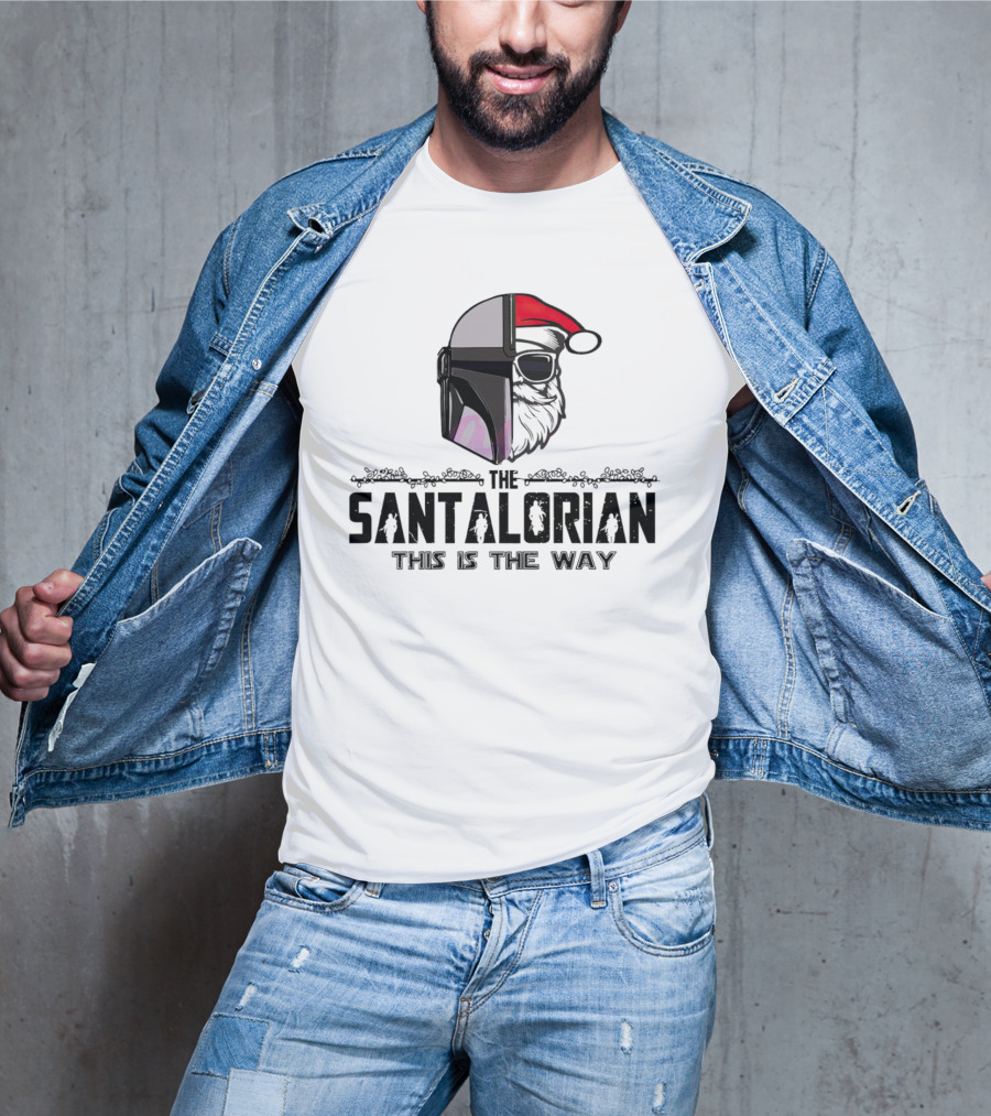 The Santalorian This Is The Way Santa Claus Christmas Helmet Santa Hat T-Shirt