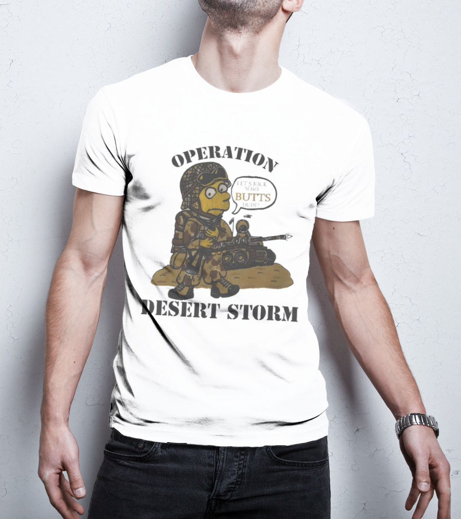 Operation Desert Storm Bart Simpson Let's Kick Butts T-Shirt