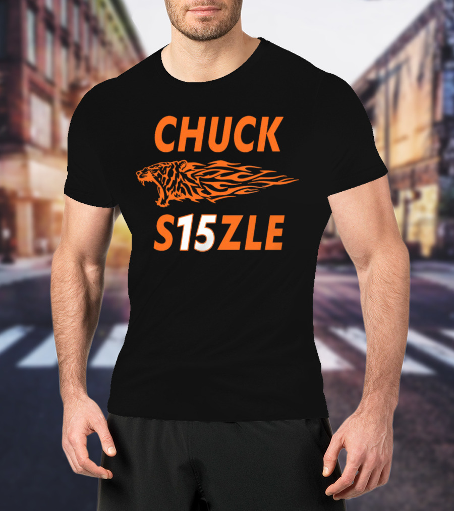 CHUCK SIZZLE S15ZLE Tiger Flame Cincinnati Bengals T-Shirt