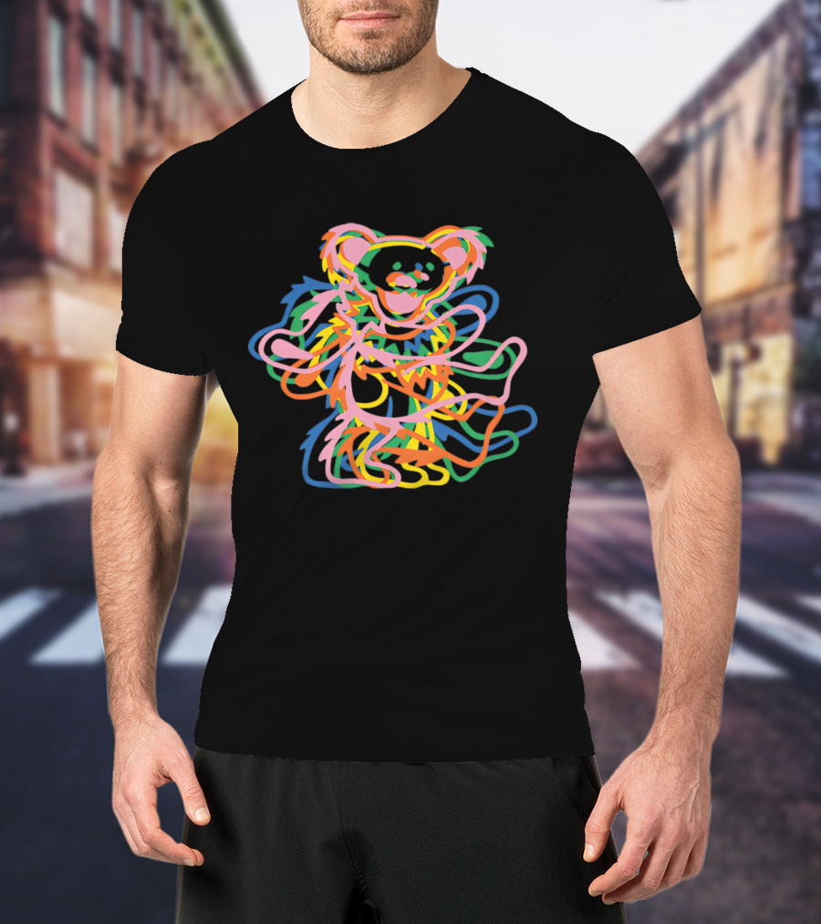 Grateful Dead Colorful Dancing Bear Icon Multicolor Overlay T-Shirt