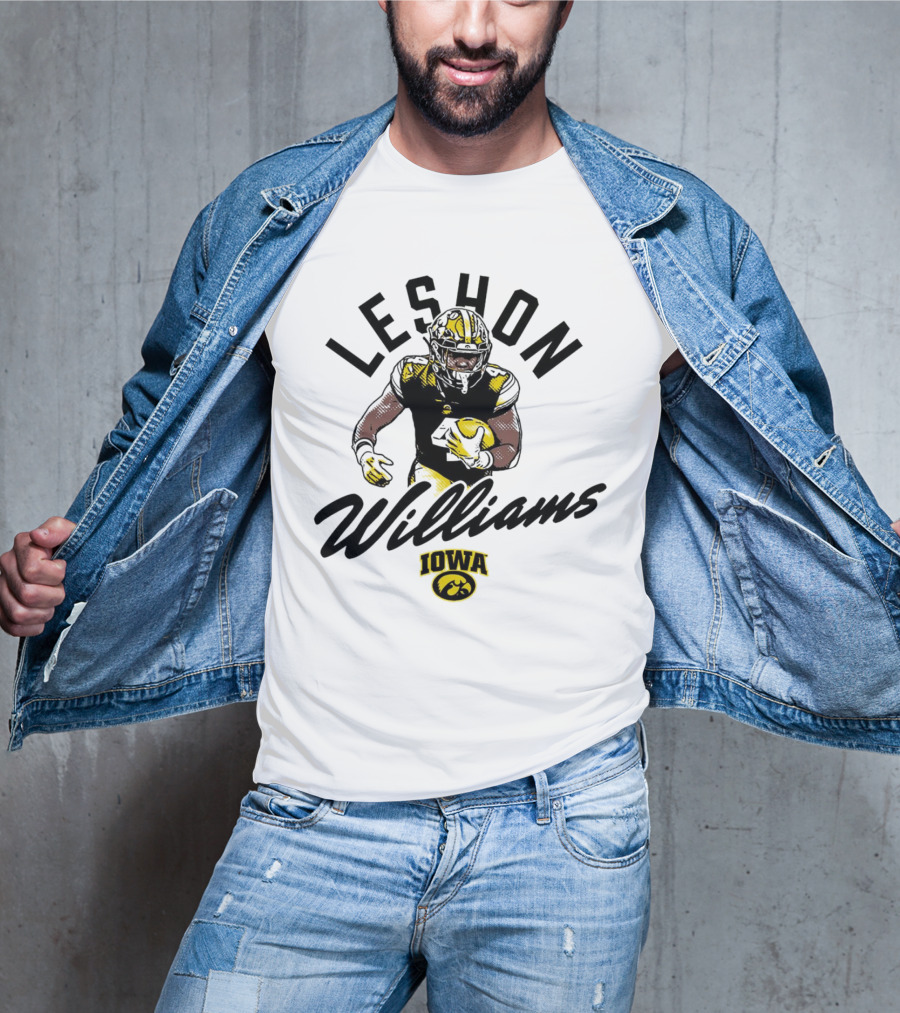 Leshon Williams Iowa Football Hawkeyes Cartoon Football Player T-Shirt