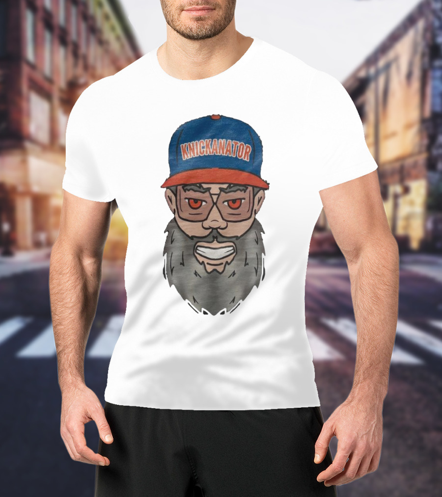 Nickanator New York Knicks Beard Hat Face T-Shirt
