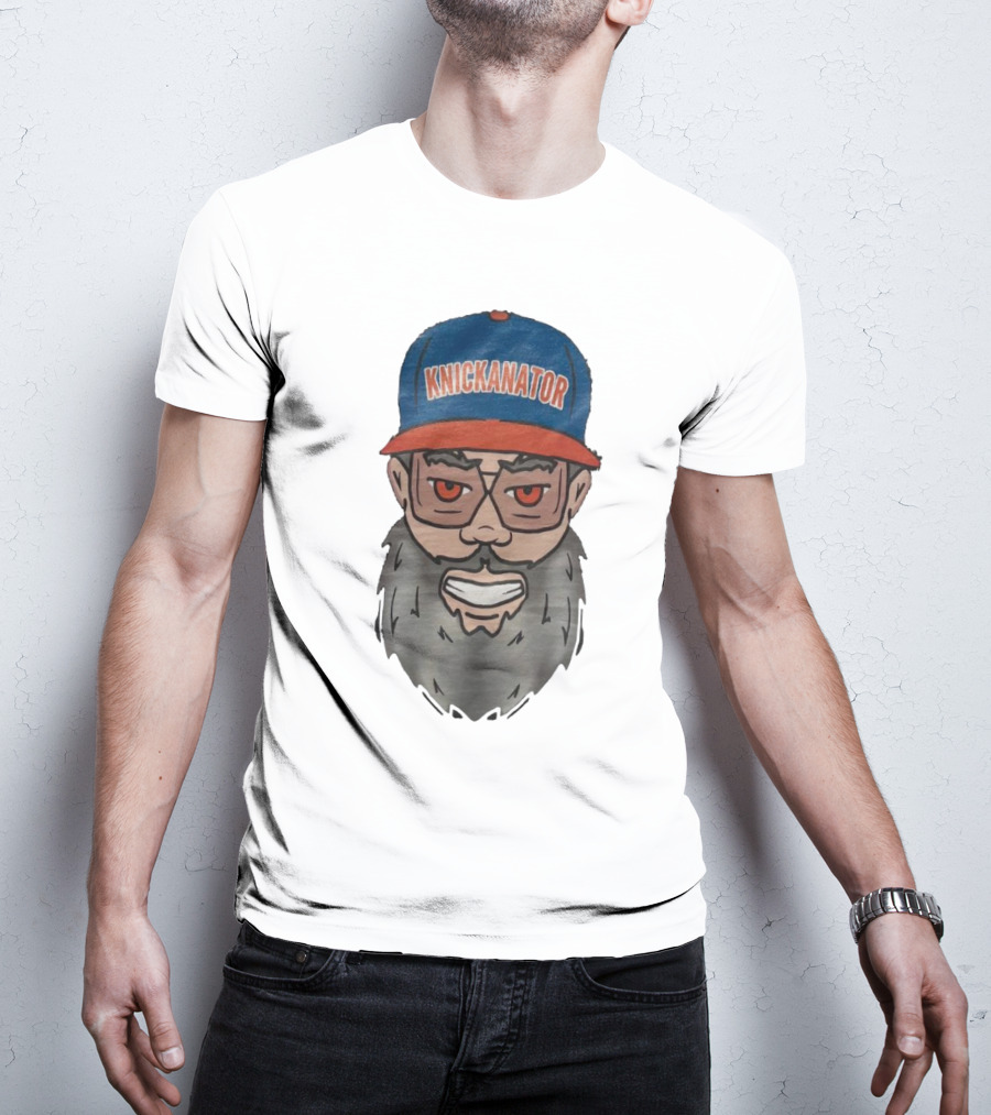 Nickanator New York Knicks Beard Hat Face T-Shirt