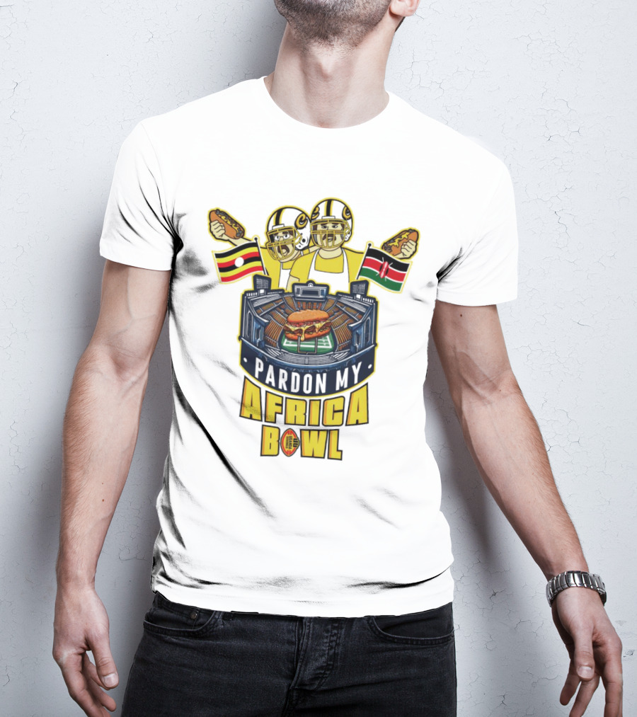 Pardon My Africa Bowl Football Players Burger Stadium Flags T-Shirt