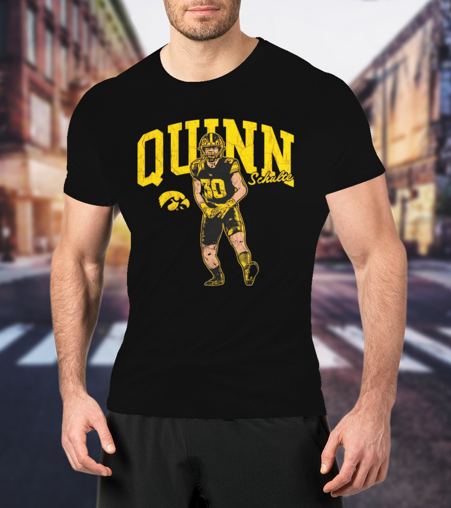 Quinn Schulte Iowa Hawkeyes Football Number 10 Cartoon T-Shirt
