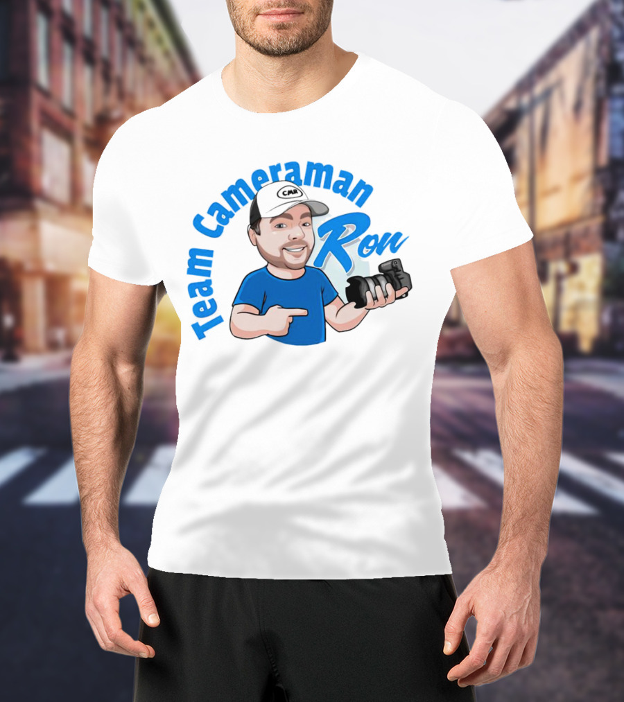 Team Cameraman Ron Cartoon Character Holding Camera T-Shirt
