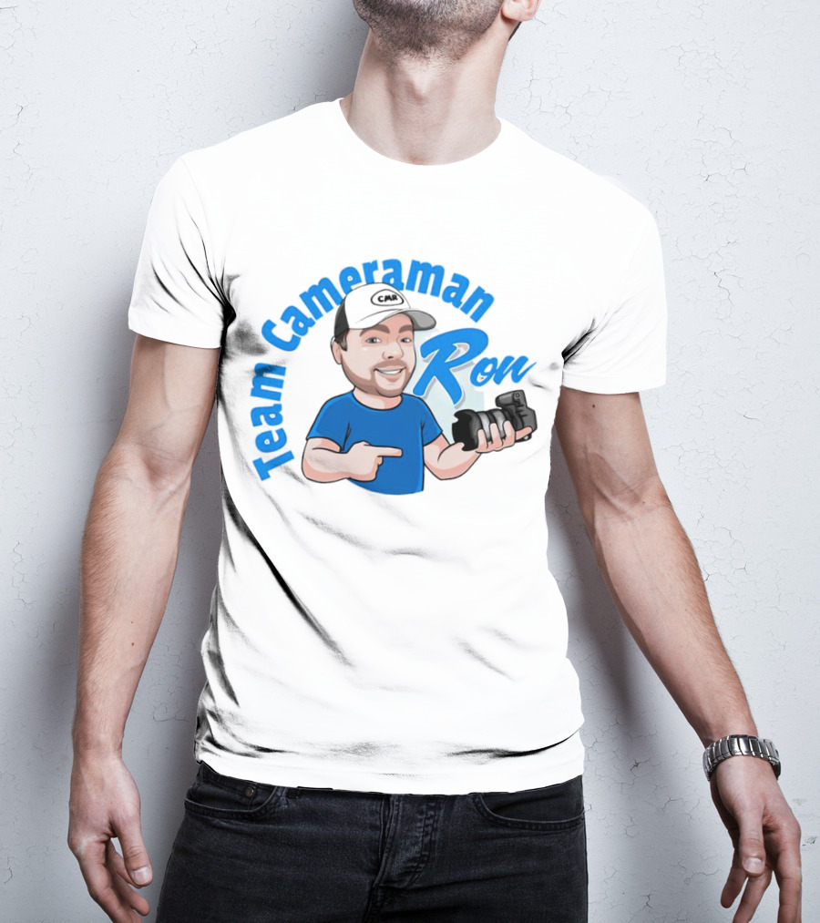 Team Cameraman Ron Cartoon Character Holding Camera T-Shirt