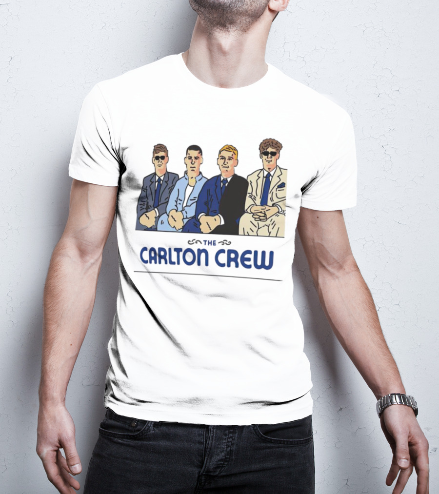 Carlton Crew Cartoon Characters In Suits And Sunglasses T-Shirt