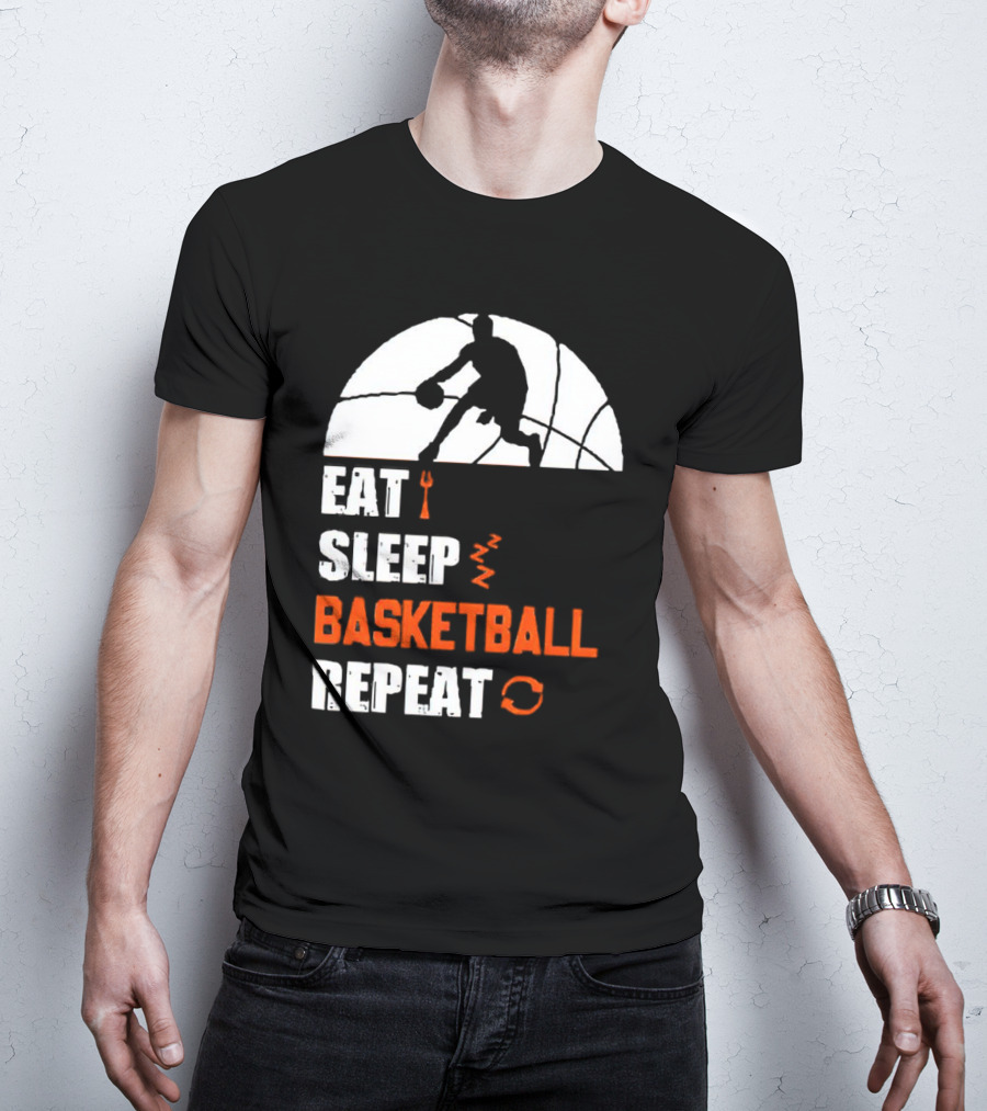 Eat Sleep Basketball Repeat Player Silhouette Ball T-Shirt