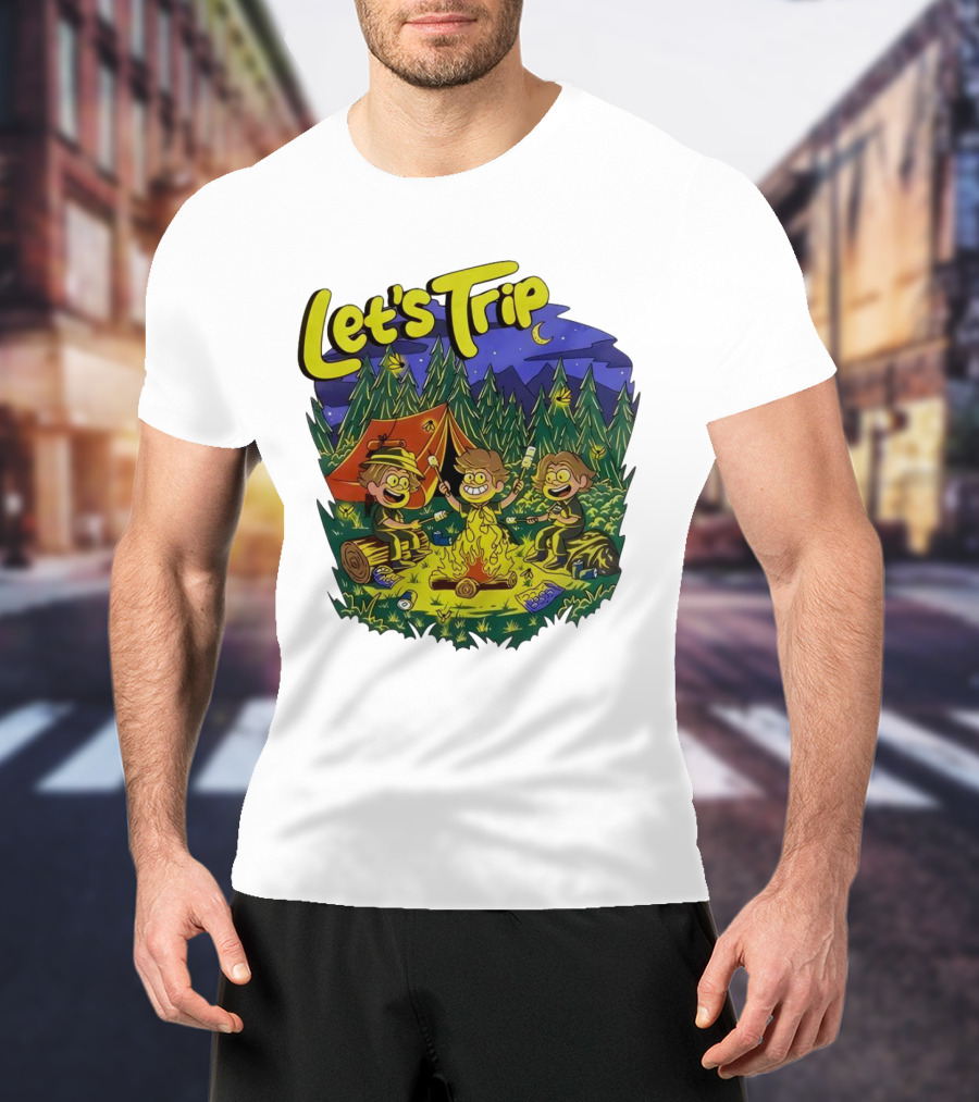 Let's Trip Around Campfire Cartoon Adventure T-Shirt