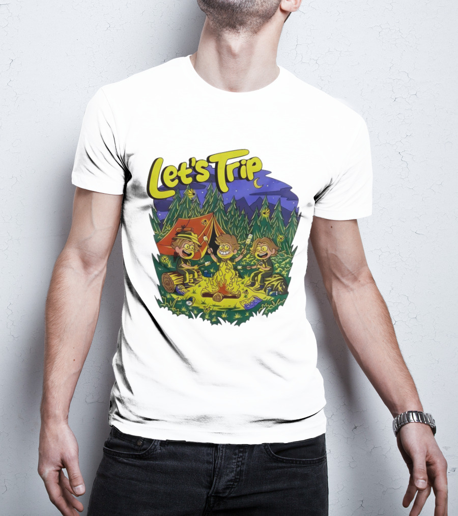 Let's Trip Around Campfire Cartoon Adventure T-Shirt