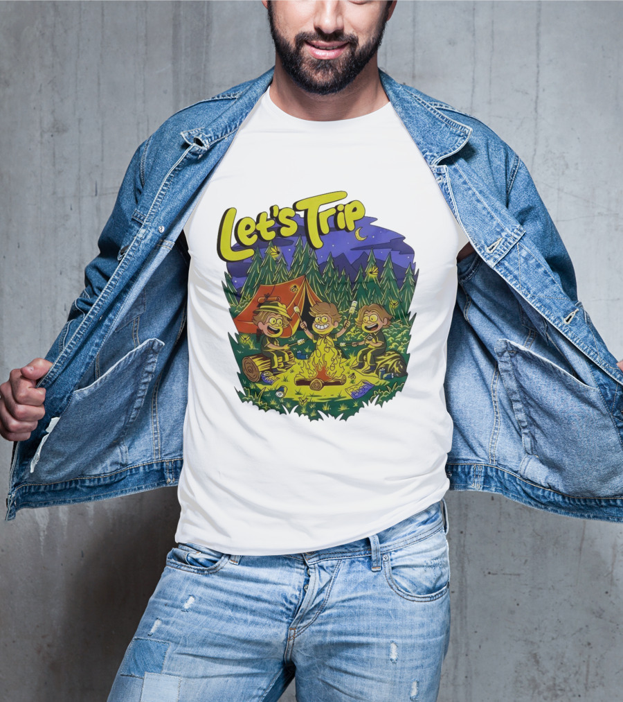 Let's Trip Around Campfire Cartoon Adventure T-Shirt